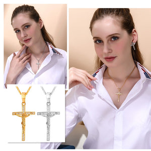 Cubic Zirconia Jesus Cross Necklace