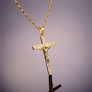 Cubic Zirconia Jesus Cross Necklace