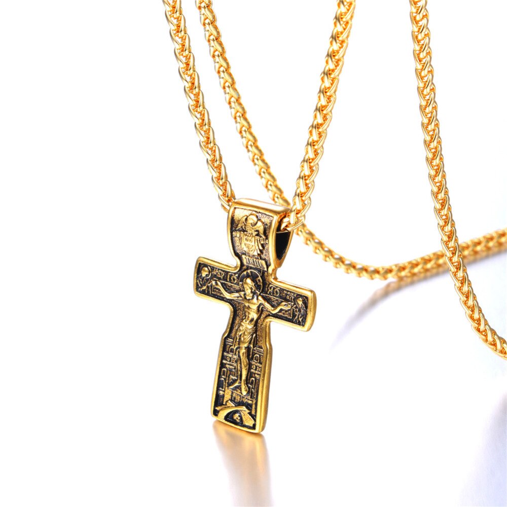 Vintage Crucifix Jesus Cross Necklace