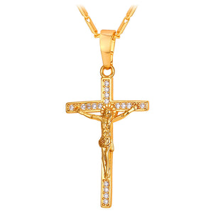 Cubic Zirconia Jesus Cross Necklace