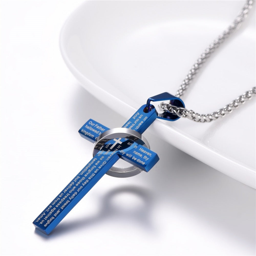 Bible Prayer Cross Necklace
