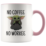 Load image into Gallery viewer, No Coffee No Workee Baby Yoda Mug
