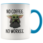 Load image into Gallery viewer, No Coffee No Workee Baby Yoda Mug
